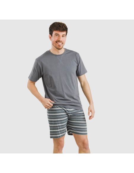 Pijama corto algodón hombre Raya Gastur indigo