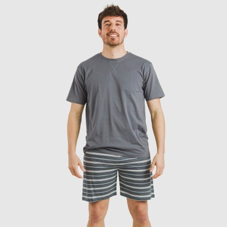 Pijama corto algodón hombre Raya Gastur indigo