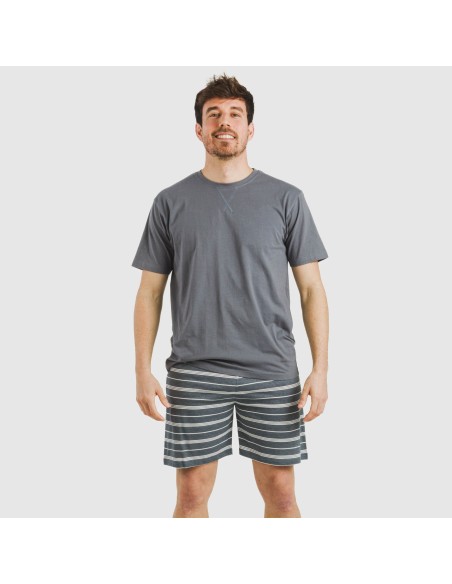 Pijama corto algodón hombre Raya Gastur indigo