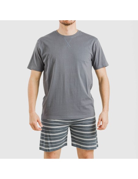 Pijama corto algodón hombre Raya Gastur indigo