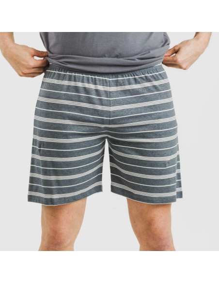 Pijama corto algodón hombre Raya Gastur indigo