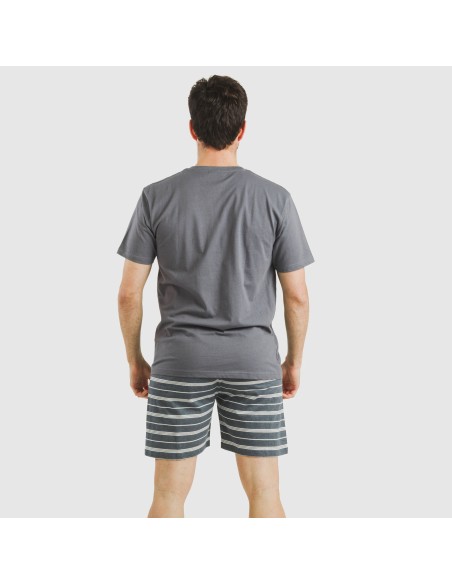 Pijama corto algodón hombre Raya Gastur indigo
