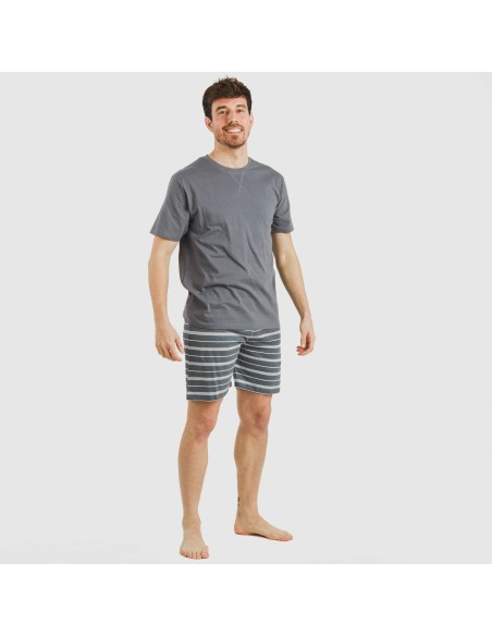 Pijama corto algodón hombre Raya Gastur indigo