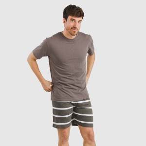 Pijama corto algodón hombre Raya Nit New topo