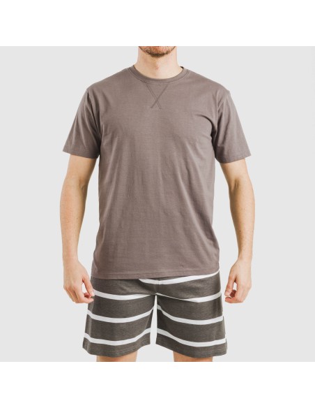 Pijama corto algodón hombre Raya Nit New topo