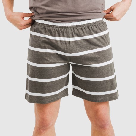 Pijama corto algodón hombre Raya Nit New topo