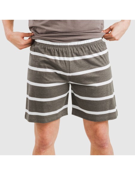 Pijama corto algodón hombre Raya Nit New topo