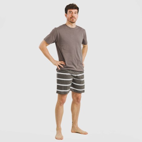 Pijama corto algodón hombre Raya Nit New topo