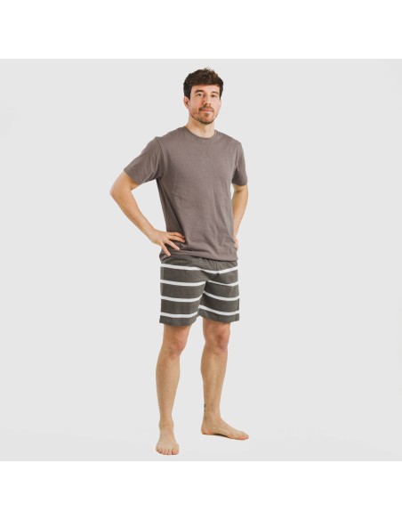 Pijama corto algodón hombre Raya Nit New topo