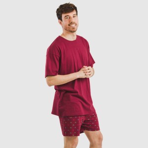 Pijama corto algodón hombre Savino burdeos
