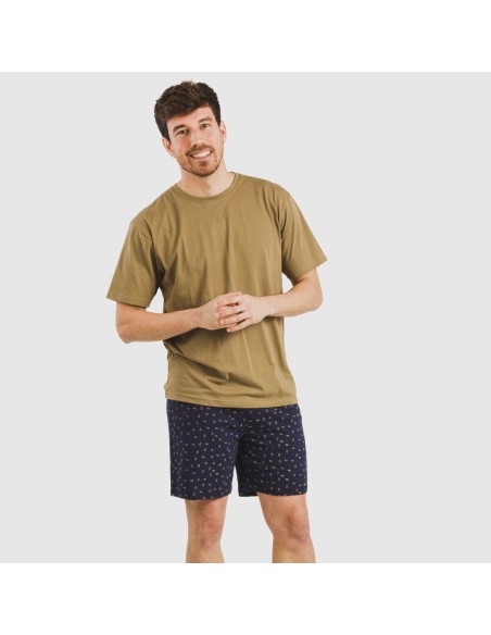 Pijama corto algodón hombre Oggy caqui