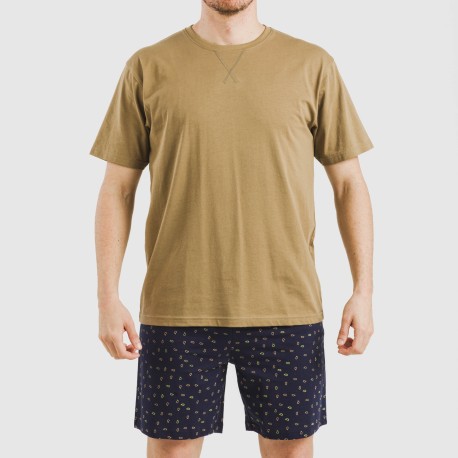 Pijama corto algodón hombre Oggy caqui