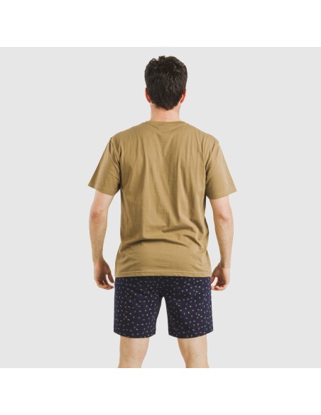 Pijama corto algodón hombre Oggy caqui