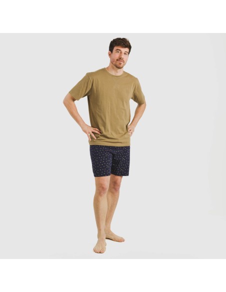 Pijama corto algodón hombre Oggy caqui