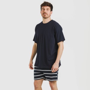 Pijama corto algodón hombre Raya Sailor azul marino 2