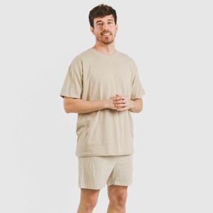 Pijama corto algodón hombre Raya Kodac arena