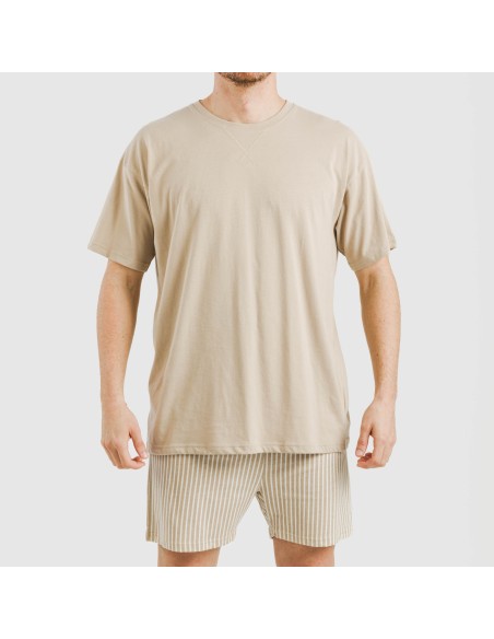 Pijama corto algodón hombre Raya Kodac arena