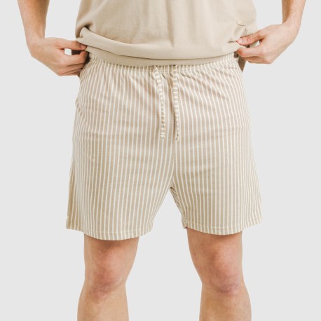 Pijama corto algodón hombre Raya Kodac arena