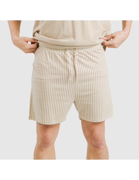 Pijama corto algodón hombre Raya Kodac arena