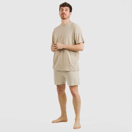 Pijama corto algodón hombre Raya Kodac arena