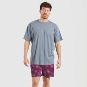 Pijama corto algodón hombre Gladiolo indigo