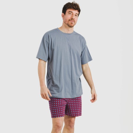 Pijama corto algodón hombre Gladiolo indigo