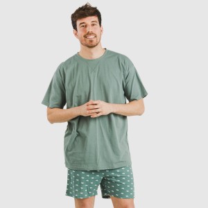 Pijama corto algodón hombre Dawin verde