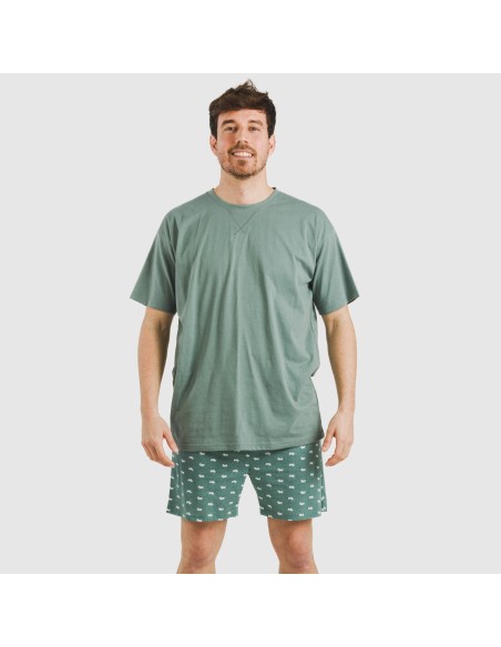 Pijama corto algodón hombre Dawin verde