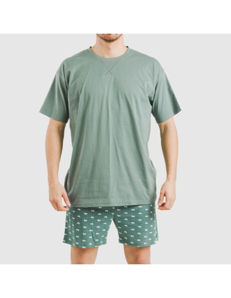 Pijama corto algodón hombre Dawin verde