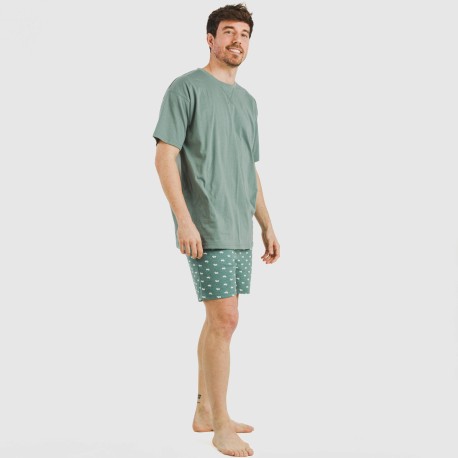 Pijama corto algodón hombre Dawin verde
