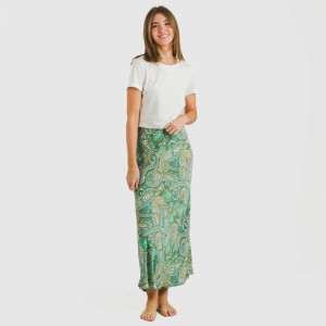 Falda midi viscosa bambula Patme verde 2