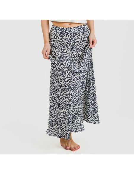 Falda midi viscosa bambula Aladero azul