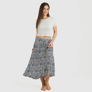 Falda midi viscosa bambula Aladero azul 2