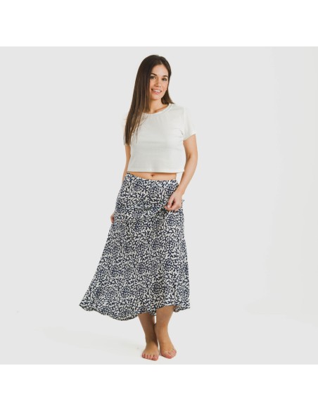 Falda midi viscosa bambula Aladero azul