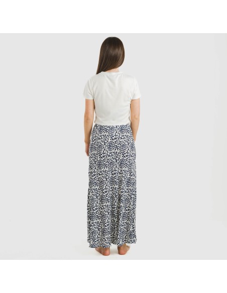 Falda midi viscosa bambula Aladero azul