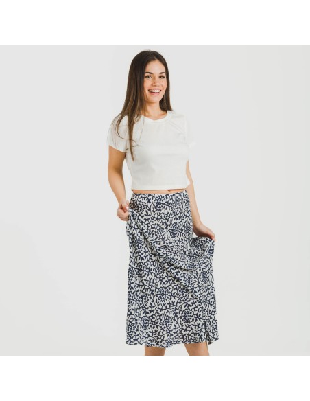 Falda midi viscosa bambula Aladero azul