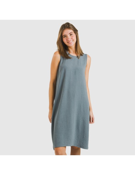 Vestido corto tirantes bambula liso