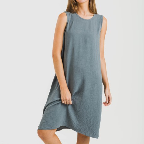 Vestido corto tirantes bambula liso