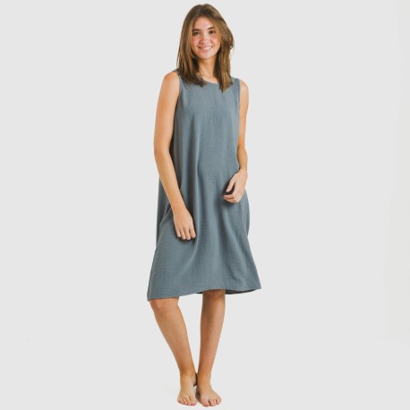 Vestido corto tirantes bambula liso