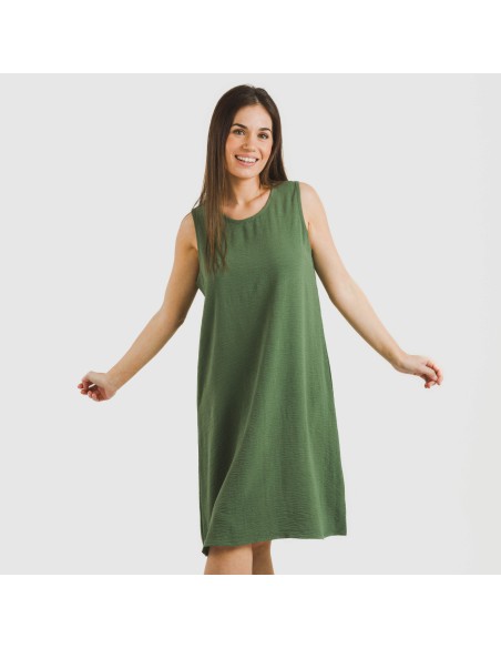 Vestido corto tirantes bambula liso