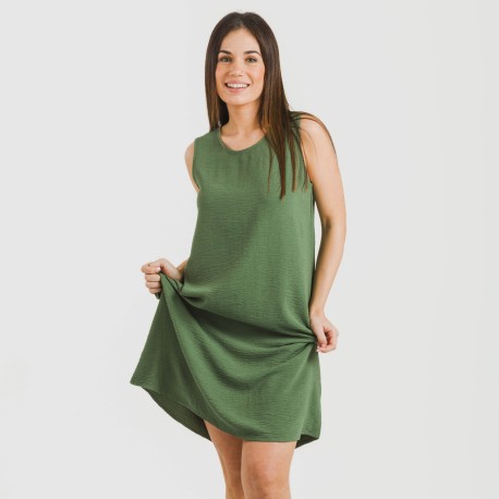 Vestido corto tirantes bambula liso