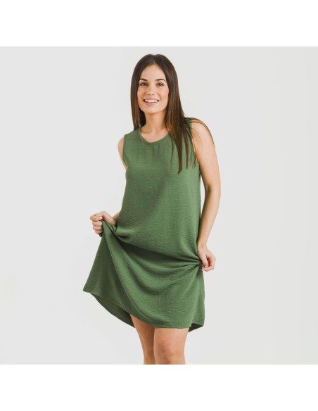 Vestido corto tirantes bambula liso