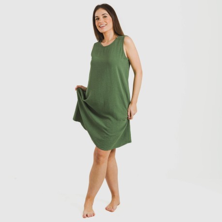 Vestido corto tirantes bambula liso