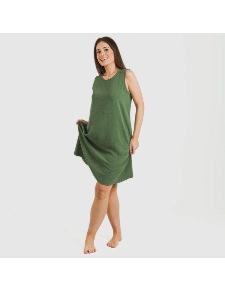 Vestido corto tirantes bambula liso