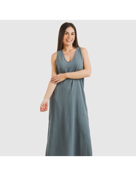 Vestido largo tirantes bambula liso