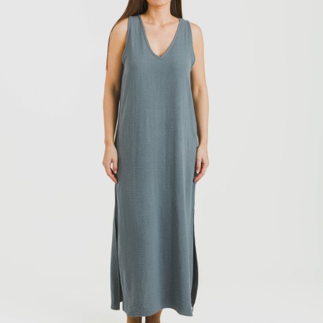 Vestido largo tirantes bambula liso