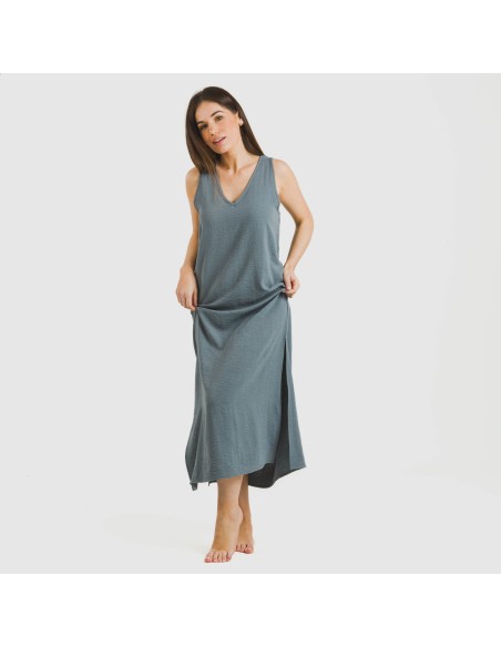 Vestido largo tirantes bambula liso