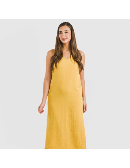 Vestido largo tirantes bambula liso