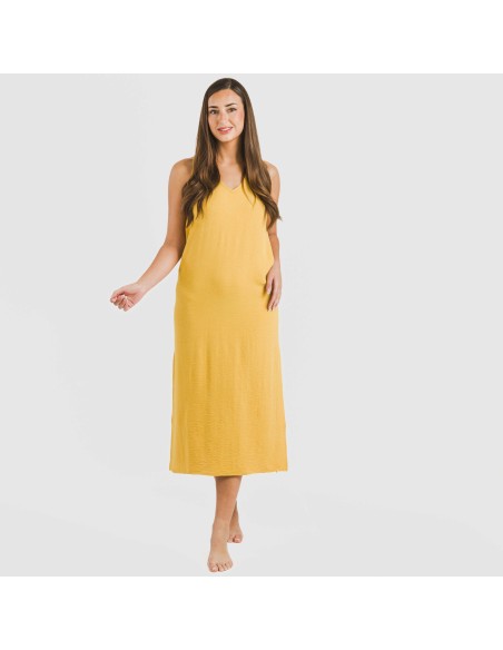 Vestido largo tirantes bambula liso