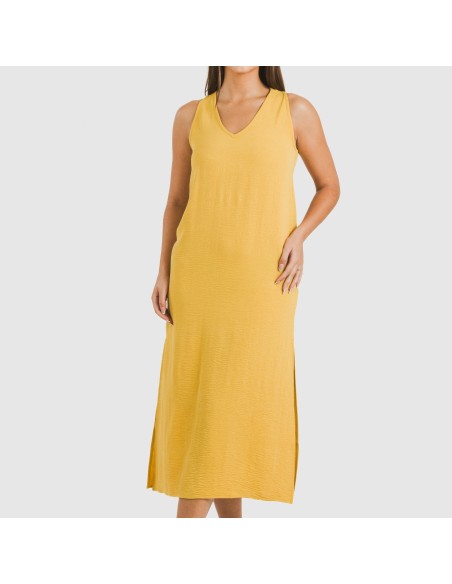 Vestido largo tirantes bambula liso